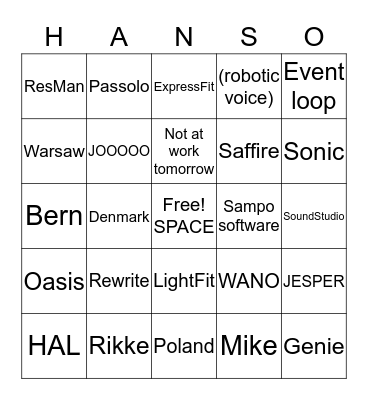 HANS Bingo Card