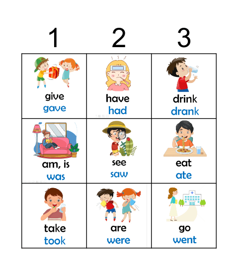 PAST SIMPLE VERBS Bingo Card