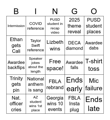 FBLA Closing Bingo Card