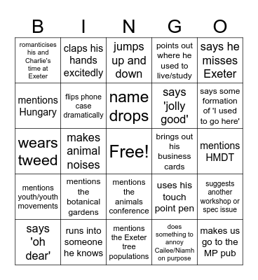 Barnabas Bingo Card