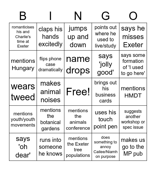 Barnabas Bingo Card