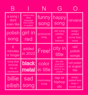 musze to znalezc pozniej lolol Bingo Card