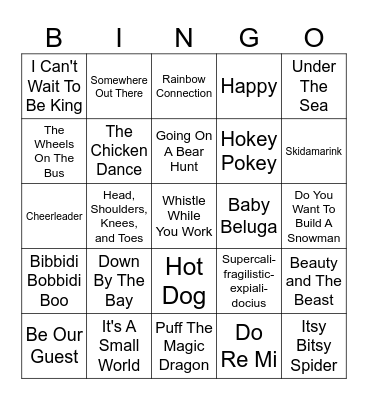 Kids Bingo Card