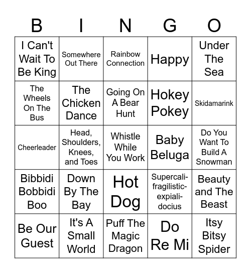 Kids Bingo Card