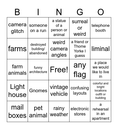 gougé Bingo Card