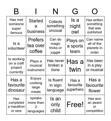 Untitled Bingo Card