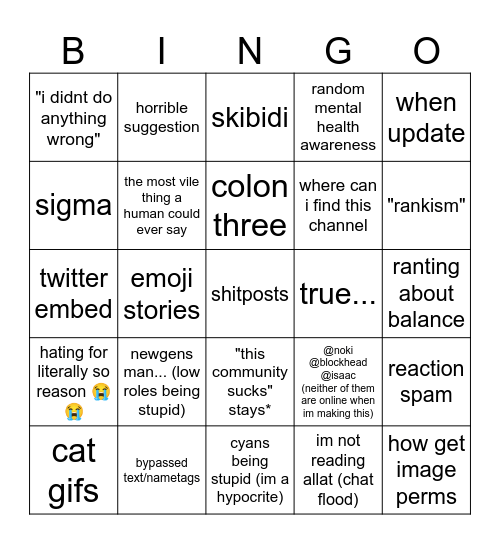 tc2 discord bingo Card