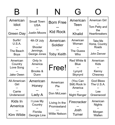 Bingo Is For Patriots Bingo Card