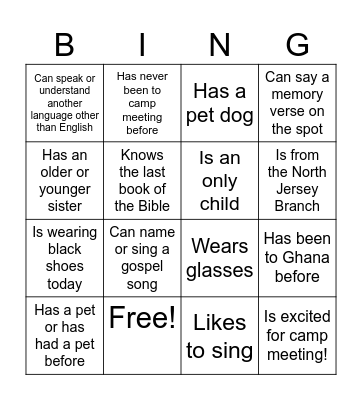 Human Bingo Card