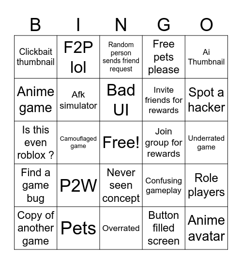 Untitled Bingo Card