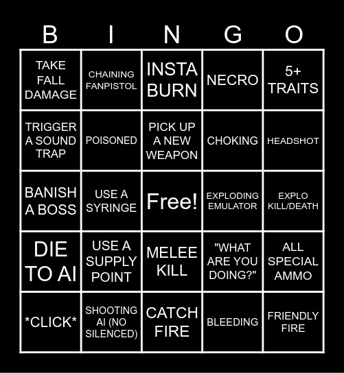 Hunt: Showdown Bingo Card