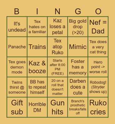 WILDFOLK Bingo Card