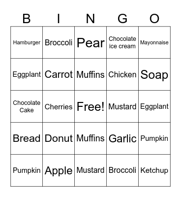 Go Shopping Bingo Card