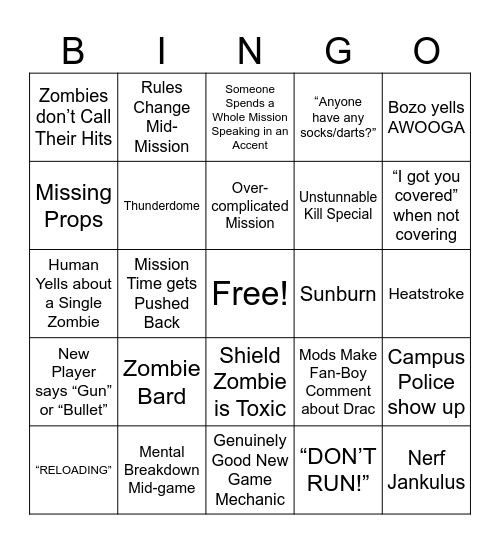 ENDWAR BINGO Card