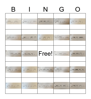 MLT Rhythm Bingo Card