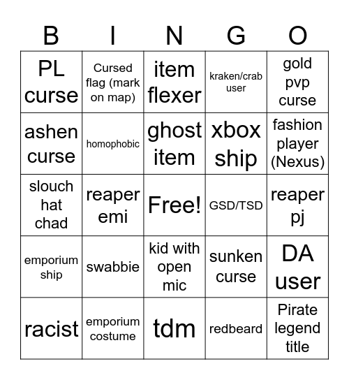 Open crew bingo Card