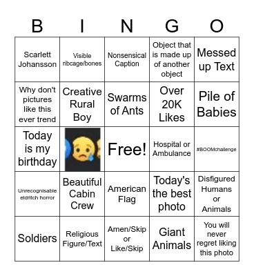 Facebook AI Slop Bingo! Bingo Card