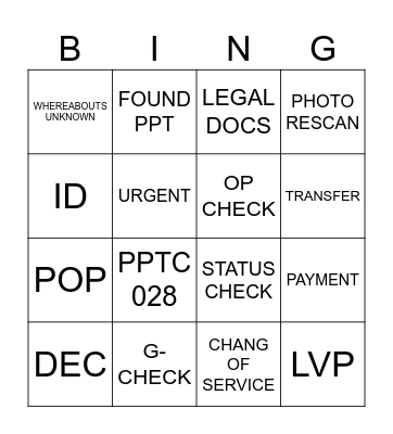 Lu's T# BINGO Card