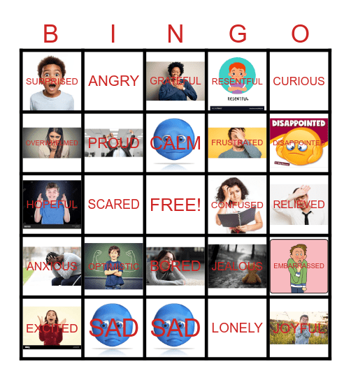 EMOTIONS BINGO Card