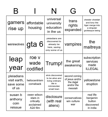 2025 bingo Card