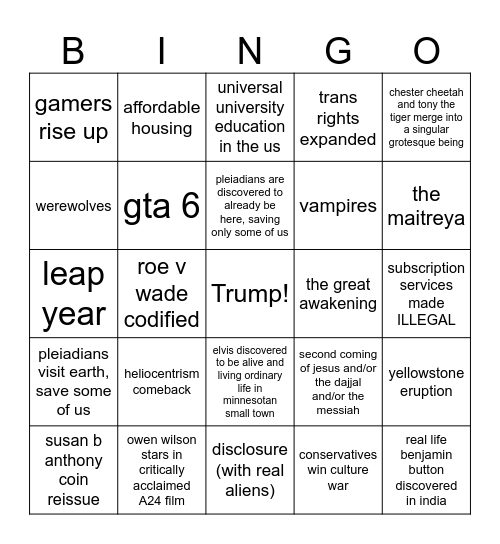 2025 bingo Card