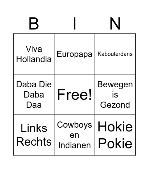 Muziekbingo 3-4 Bingo Card