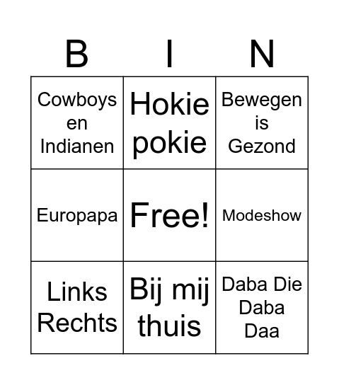 Muziekbingo 3-4 Bingo Card