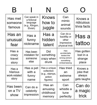 Know your team Bingo Card