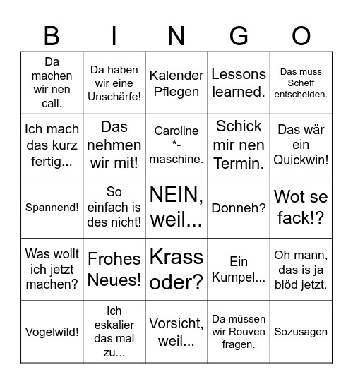 Oggo Bingo Card