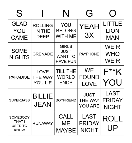 946 PUNK GOES POP Bingo Card