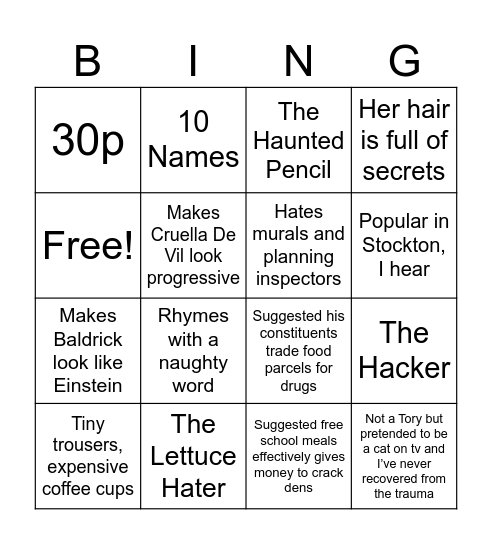 GTTO Bingo Card