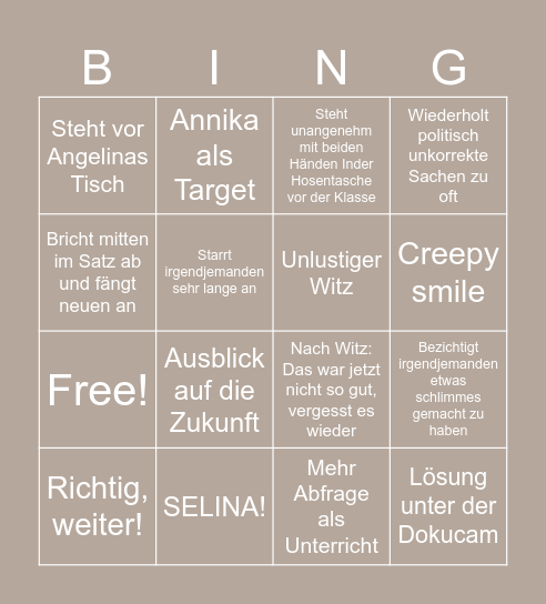 Adameckchen Bingo Card