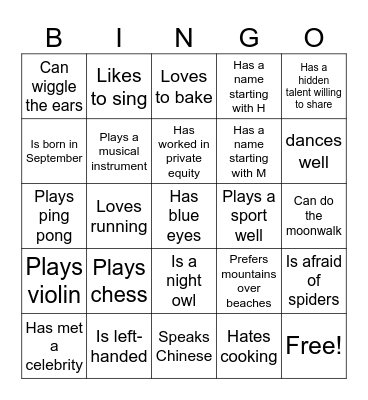 Find someone who: Bingo Card
