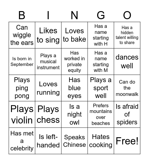 Find someone who: Bingo Card