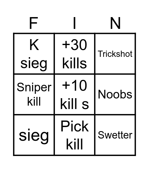 FNR 4 Bingo Card