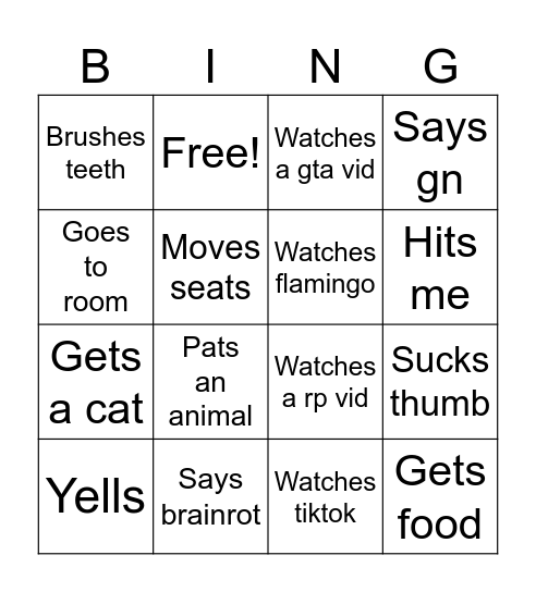 Andrew Bingo Card