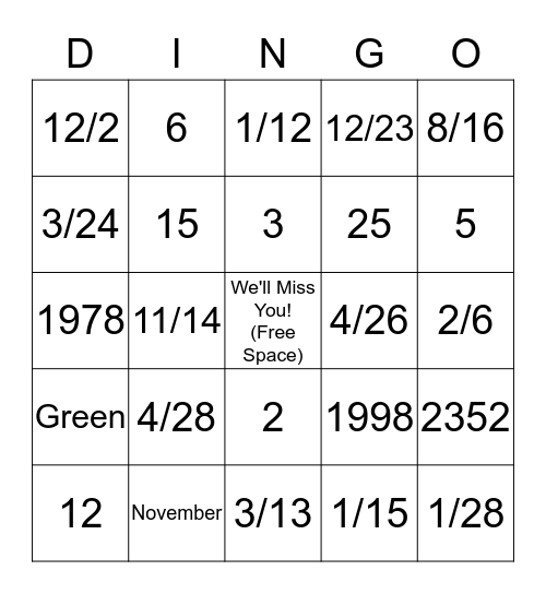 DINGO The Spitler Way  Bingo Card