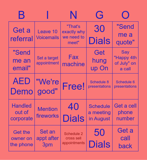 Phone Block Bingo Card