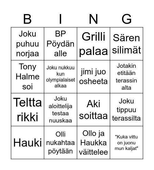 Mökkibingo Card