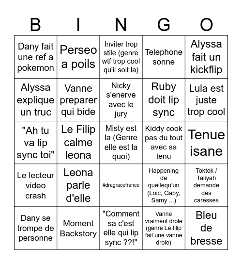 Bingo Drag race saison 3 Bingo Card