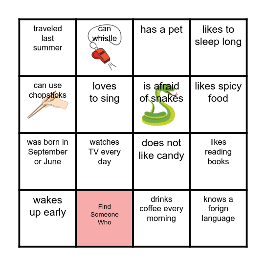 Find Someone Who... Bingo Card