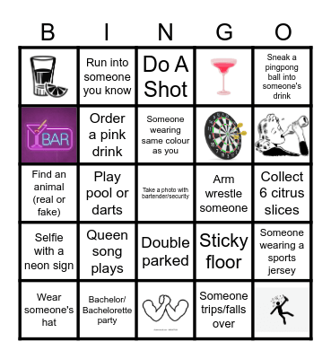 Bar Crawl Bingo! Bingo Card