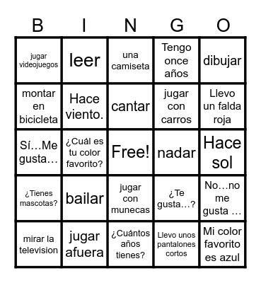 Dimitrova Las actividades Bingo Card