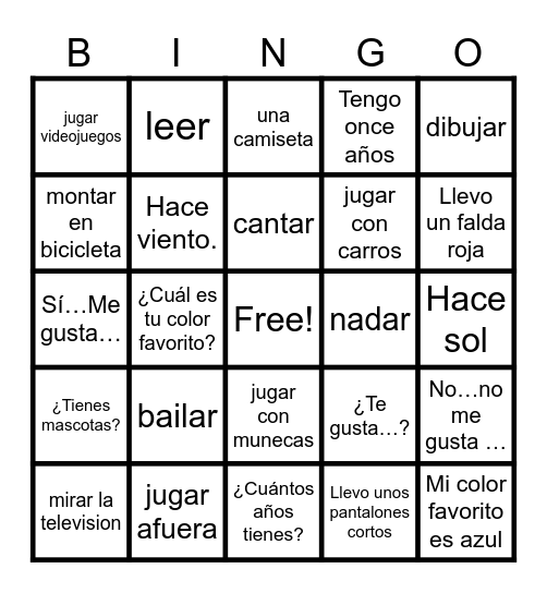 Dimitrova Las actividades Bingo Card