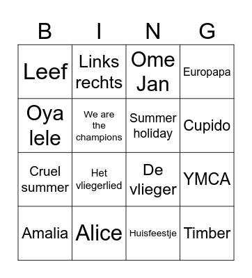 MSE Zomerbingo Card