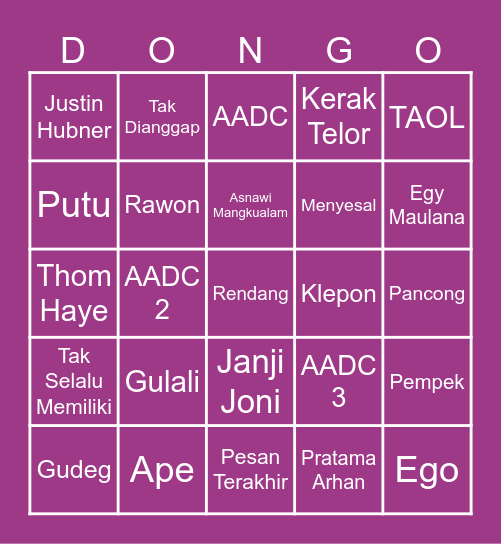 Faiz’s Bingo Card