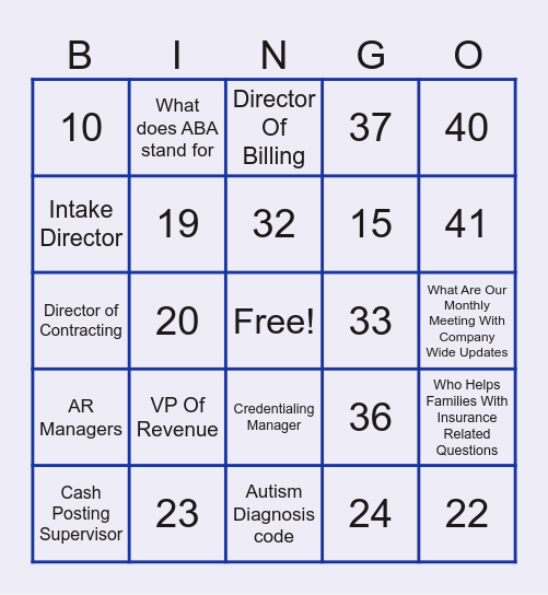 CENTRIA Bingo Card