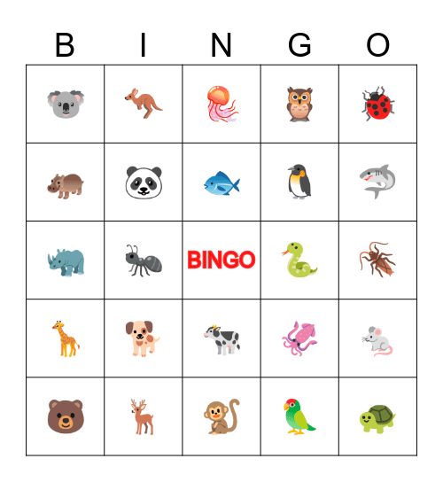 ANIMALES Bingo Card