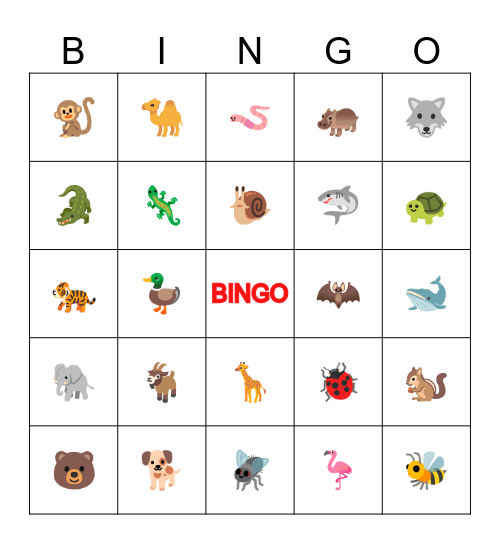 ANIMALES Bingo Card