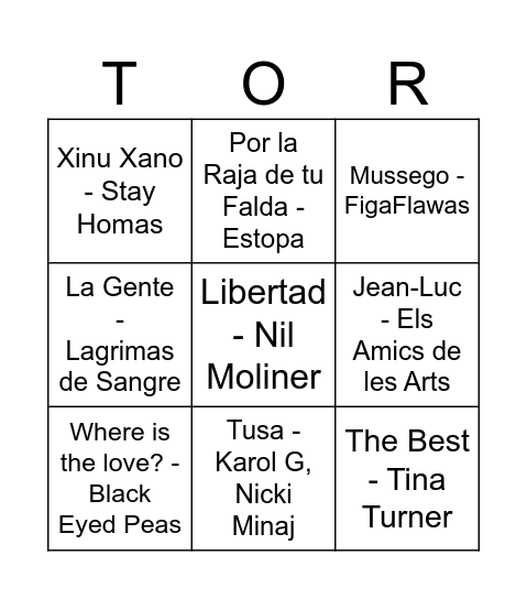 Bingo Musical Bingo Card